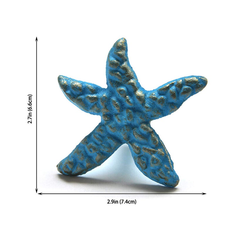 ZILucky Sea Horse Starfish Seashell and Crab Drawer Pulls Handles for Dresser Cupboard Wardrobe Cabinet Kitchen Beach Ocean Theme Knobs Pack of 4 (Blue) (Blue) - Image 2